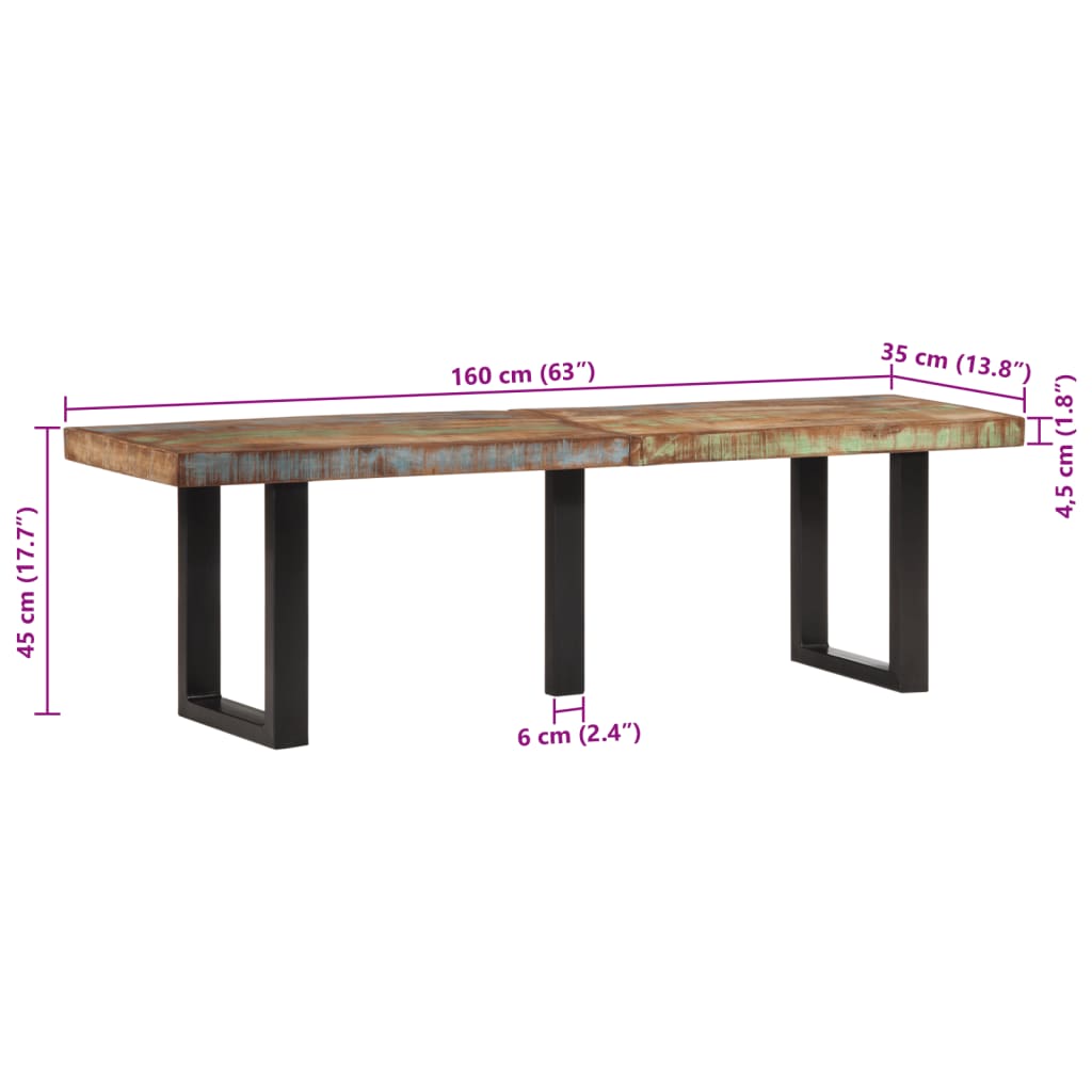 Bank 160 cm Solid Reclaimed Wood and Steel
