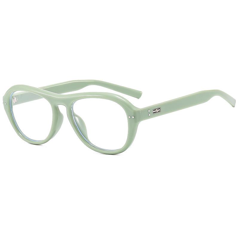 European and American retro babes oval flat glasses women's advanced sense big face thin blush sunglasses sun protection sunglasses men
