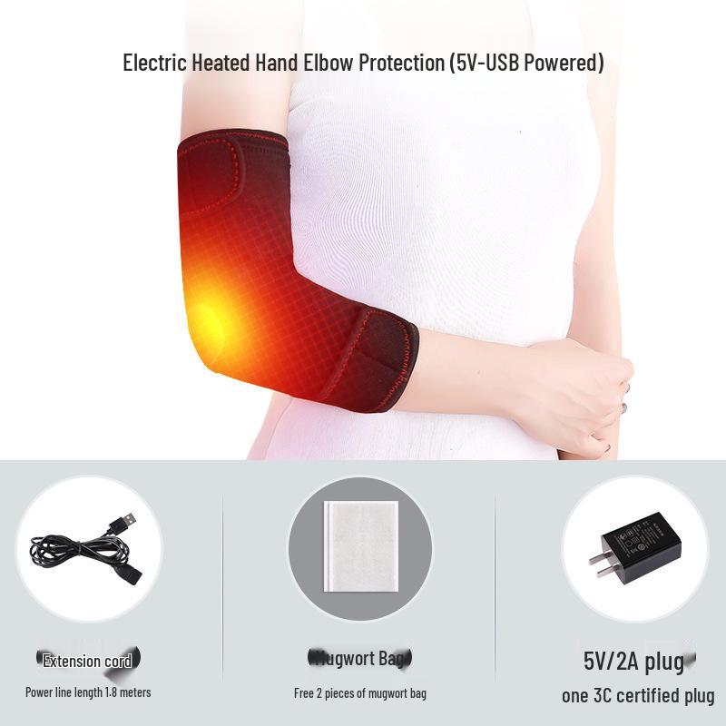 Electric Heated Mugwort Moxibustion Massage Elbow & Neck Protector - Therapeutic Arm Sleeve for Men and Women, Rechargeable