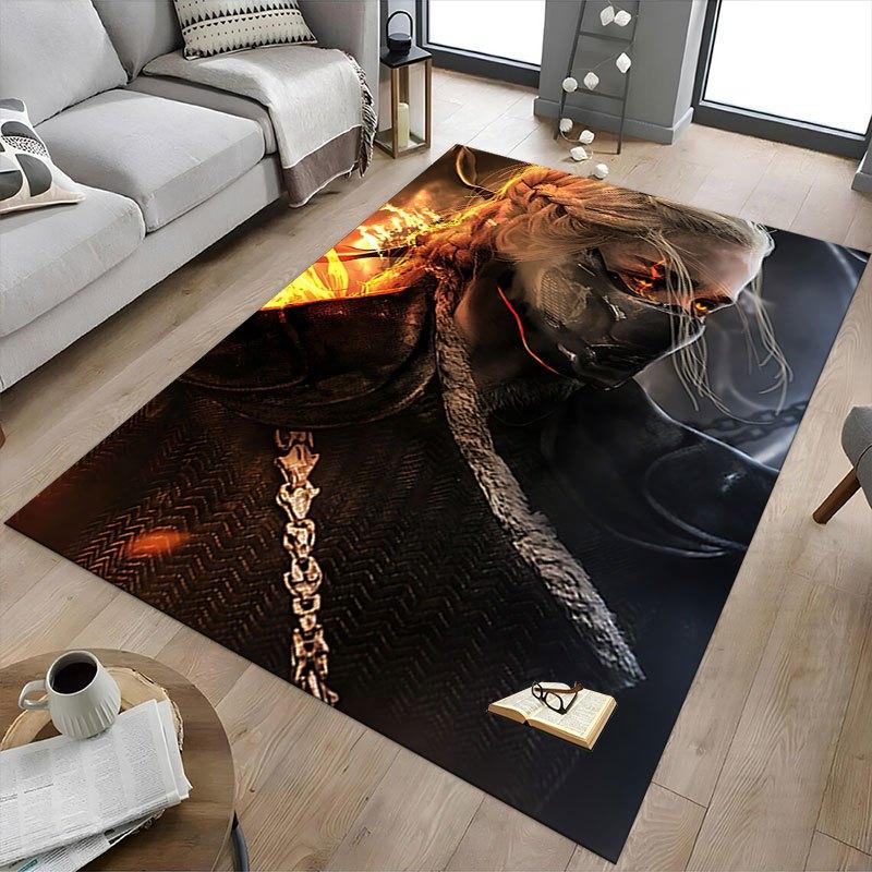 1pc Fire and Blood Office Carpet Chair Mats, Home Decor Mat Fantasy Theme Mat Durable Mat, Dragon Decor,Suitable for fantasy theme lovers