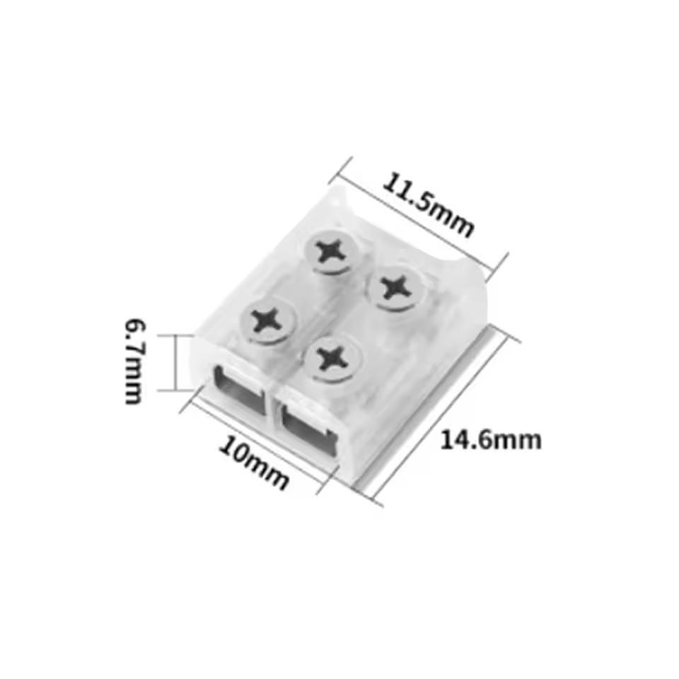 Screw-Type Solderless Light Strip Connector: 2P, 8MM/10MM