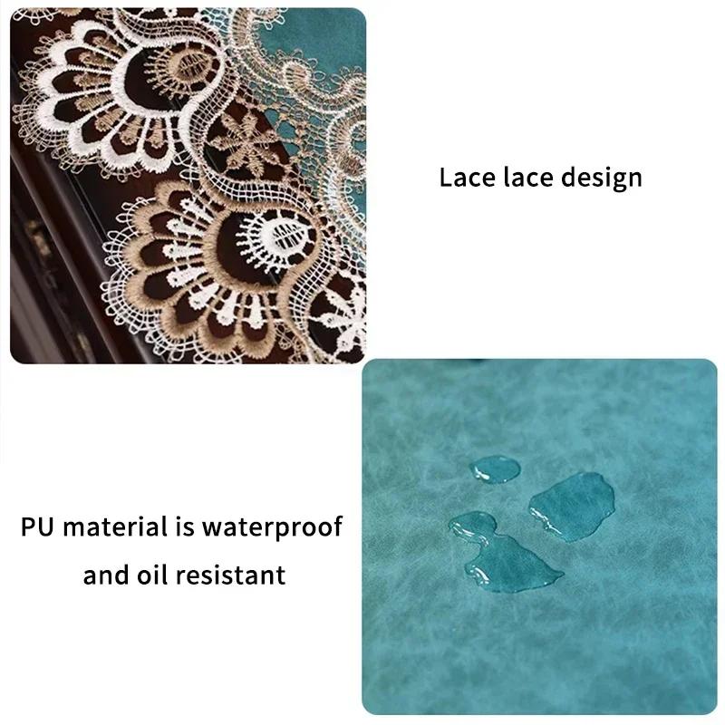 Lett Luksuriøst Bordflagg Blonder Julepynt Hjem TV-skap Duk Støvdeksel Vanntett Oljebestandig Spisebordflagg