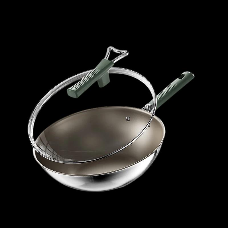 DUMIK Titanium Shield 304 Stainless Steel Uncoated Wok