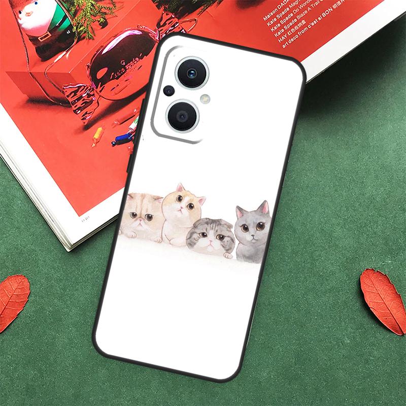 Kawaii Neko Cat Cover For OPPO Reno 5Z 4Z 2Z 8T 4 5 6 8 7 Lite 10 Pro OPPO Find X6 Pro X2 X3 X5 Lite Case