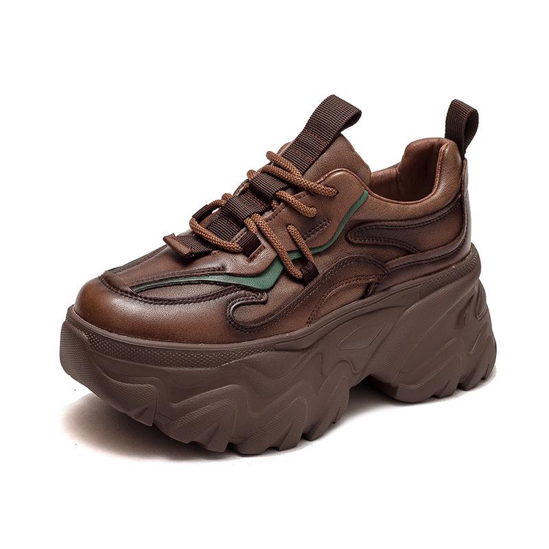 Fashion GKTINOO Lace-up Shoes Women Sneakers Genuine Leather Mixed Colors 2025 New Handmade Comfortable Retro Platform Sneakers