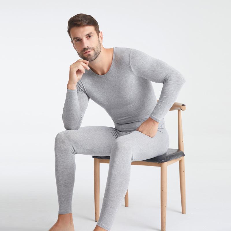 Men's Thin Style Warm Autumn Underwear Set: Top and Pants