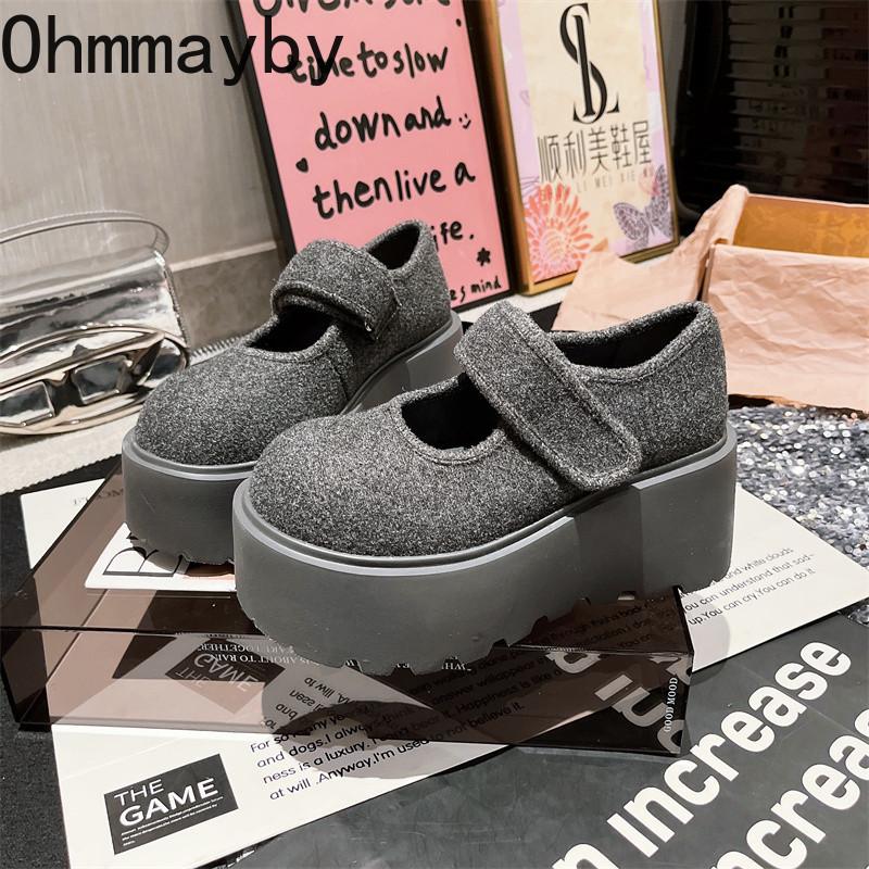 Vintage Platform Flats Women Mary Jane Shoes Fashion JK Height Increase Shoes  Spring Elegant Shoes