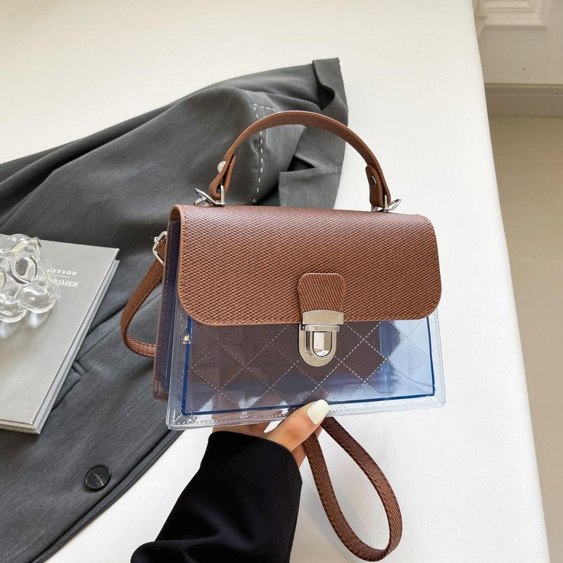 New shoulder messenger bag stylish simple versatile portable small square bag contrasting color design women's bag