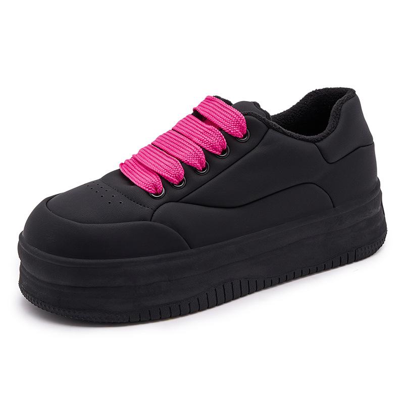 

Platform bread shoes women s 2025 winter new velvet warm lace-up board shoes women s versatile round head casual sports shoes 40