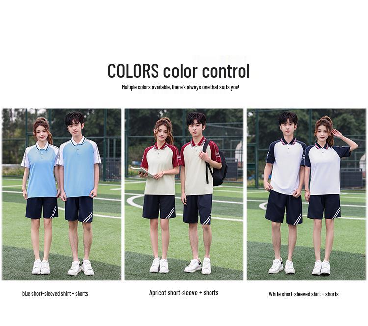Summer Short-Sleeved Sports School Uniform Set for Students