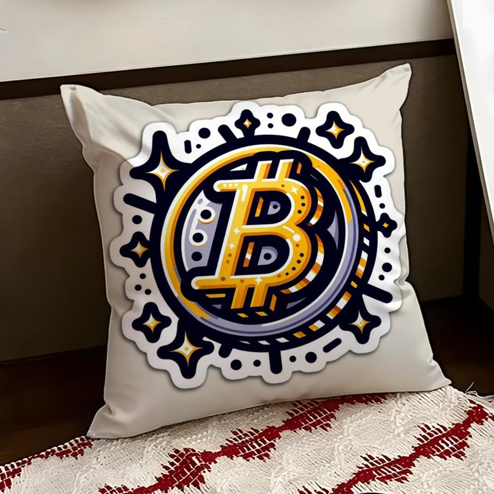 BBitcoin Cryptocurrency Btc Cushion Cover Reversible Soft Durable Pillow Cover Home  Car MultiScene Use for Daily Comfort