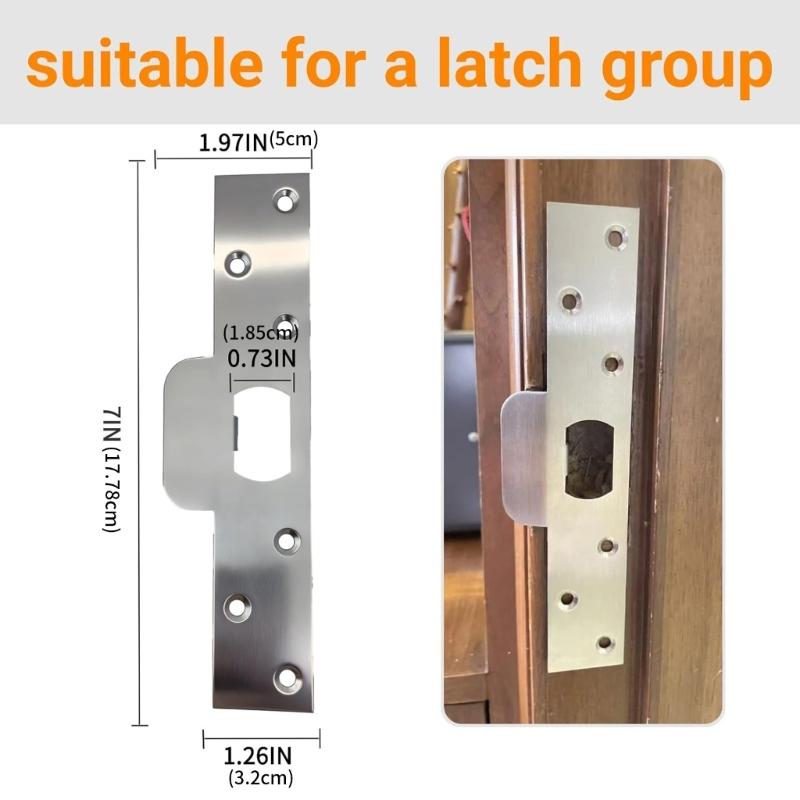 Stainless Steel Door Latches Security Strikes Plate With Double Steel Plates For Door Lock Thick Door Back Plate