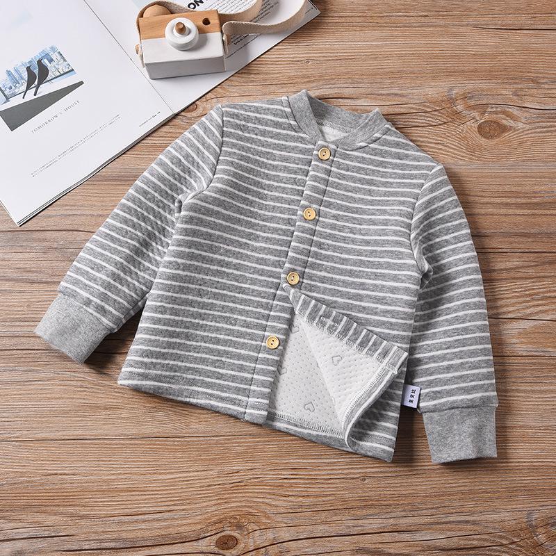 Baby Quilted Long-Sleeve Top: Unisex Three-Layer Autumn/Winter Underwear Pajamas
