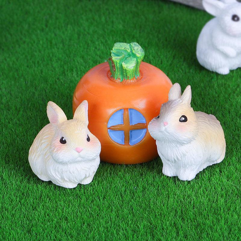 Realistic Rabbit Micro Landscape Ornaments: Cute Animal Resin Accessories for Creative Garden Decor