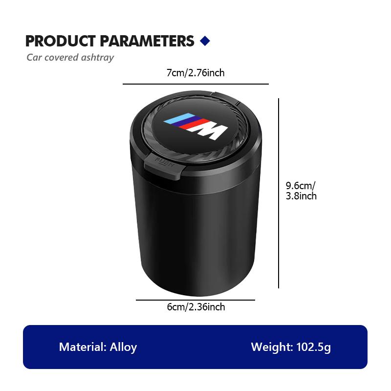 LED Light Car Cigarette Ashtray Cup With Lid Garbage Coin Storage For BMW M 1 3 4 5 6 7 Series X1 X3 X4 X5 G20 G38 F48 E36 E39 qasd3