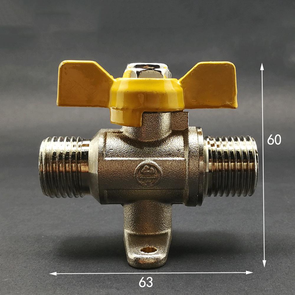 Hose Brab DN15 1/2" BSPP Female To Male Straight Y-type Splitter Brass Ball Valve Air Fuel Gas with Yellow Butterfly Handle