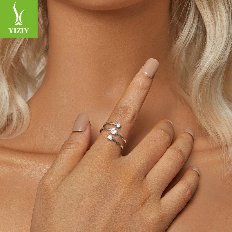 Sparkling Zircon Winding Ring, Fashionable Double-Layer Line S925 Sterling Silver Ring Jewelry.