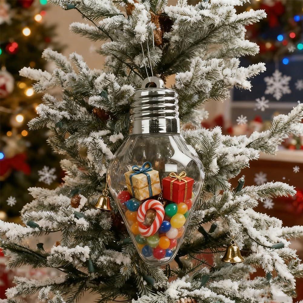 Light Bulb Shaped Refillable Bottles Christmas Ornaments Plastic Candy Containers DIY Christmas Ball Plastic Baubles