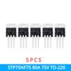 5PCS STP75NF75 P75NF75 80A 75V TO-220 Triode Transistor Kit Transistors Assortment Transistor Kit
