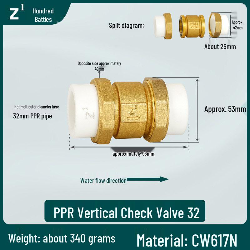 PPR Vertikales Rückschlagventil - 1 Zoll, 32 mm, Verdickte Verschraubung Heißschmelz-Wasserrohr, Einwegventil (Verschiedene Größen)