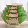 Ceramic High Bowl Multi-Sized Colorful Lucky Cat Soup Bowl Salad Bowl Underglaze Kitchen Household Tableware Children's Couple