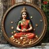 Vintage Lakshmi Metal Sign Round Wall Art Decor Wealth Prosperity Plaque
