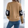 QICED  Autumn and Winter Halloween-themed Ghost-contrasting Color Long-sleeved Pullover Sweater Women's Wear