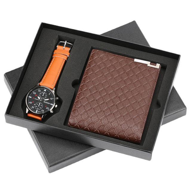 Men's Gift Set: Versatile Quartz Watch & Business Wallet with Various Styles