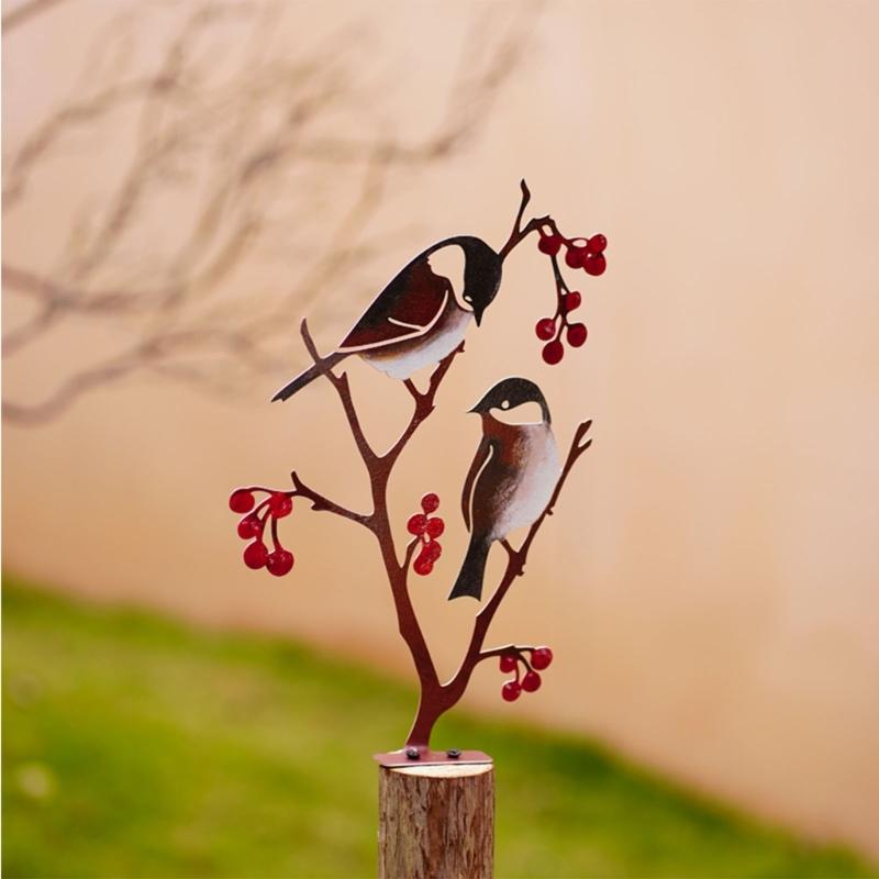 Vogelstatue Gartendekorationen Metall-Gartenvogel Hofdekorationen Outdoor-Vogelskulptur Rasen Metall-Gartenschmuck