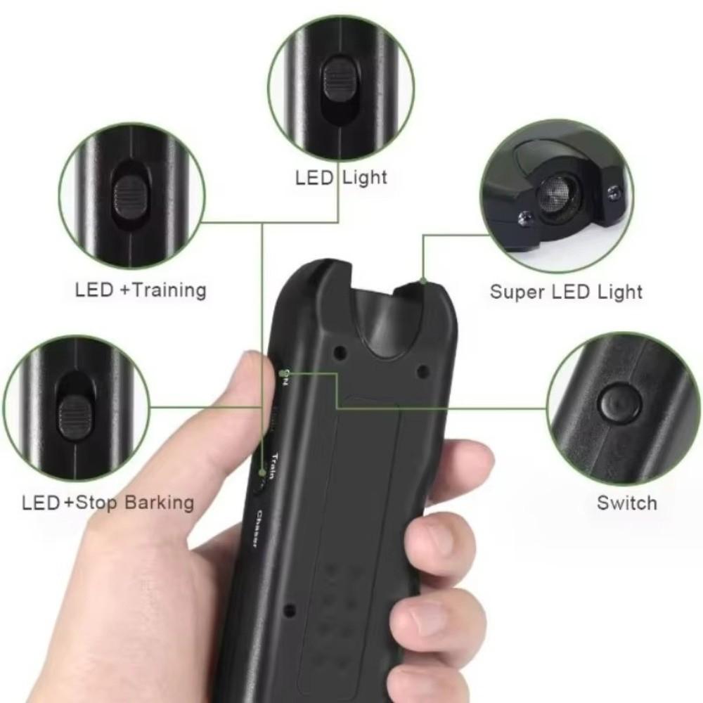 3 in1 Ultrasonic Dog Repeller Battery Powered Handheld Anti-barking Training Device Portable LED Light Dog Bark Deterrent