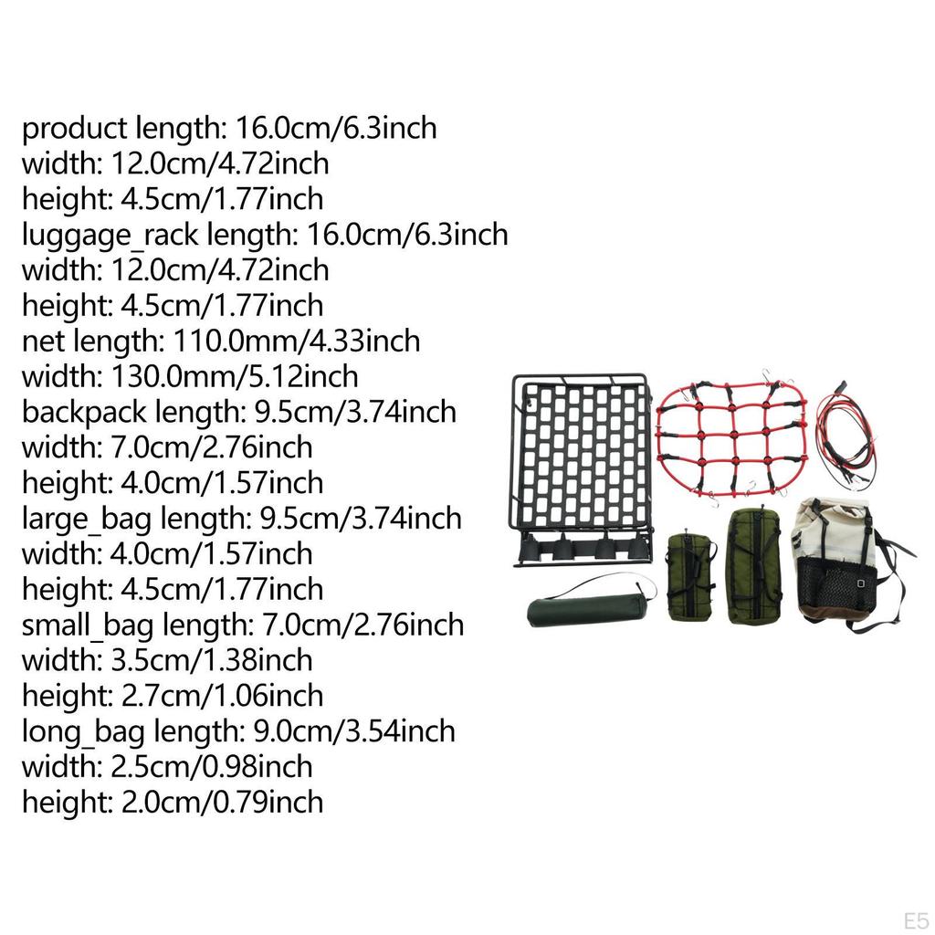 1: 10 RC Crawler Roof Rack and Luggage Set DIY Decoration Parts Accessory for 1/10 1/12 1/14 Models