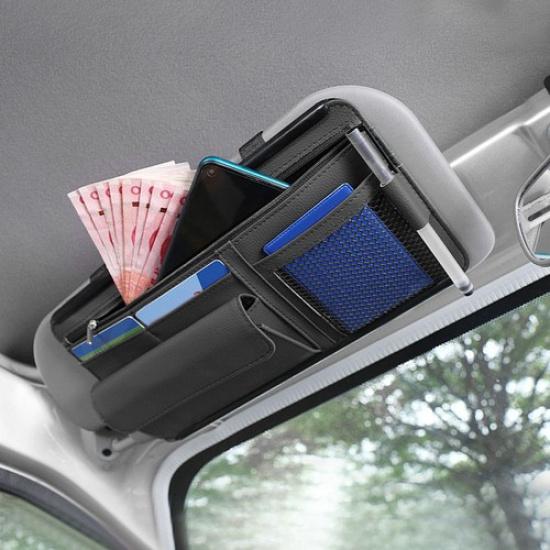 1x Car Accessories Sunshade Visor Storage Bag Card Phone Holder Organizer Bag