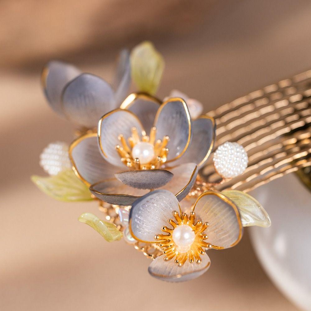 Retro Ancient Hair Stick Tassel Hanfu Headwear Classical Flower Hair Comb Jewelry