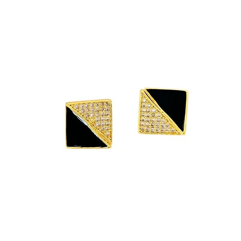 Summer Design Earrings Geometric To Triangular Zircon Micro-Inlaid Stud Earrings