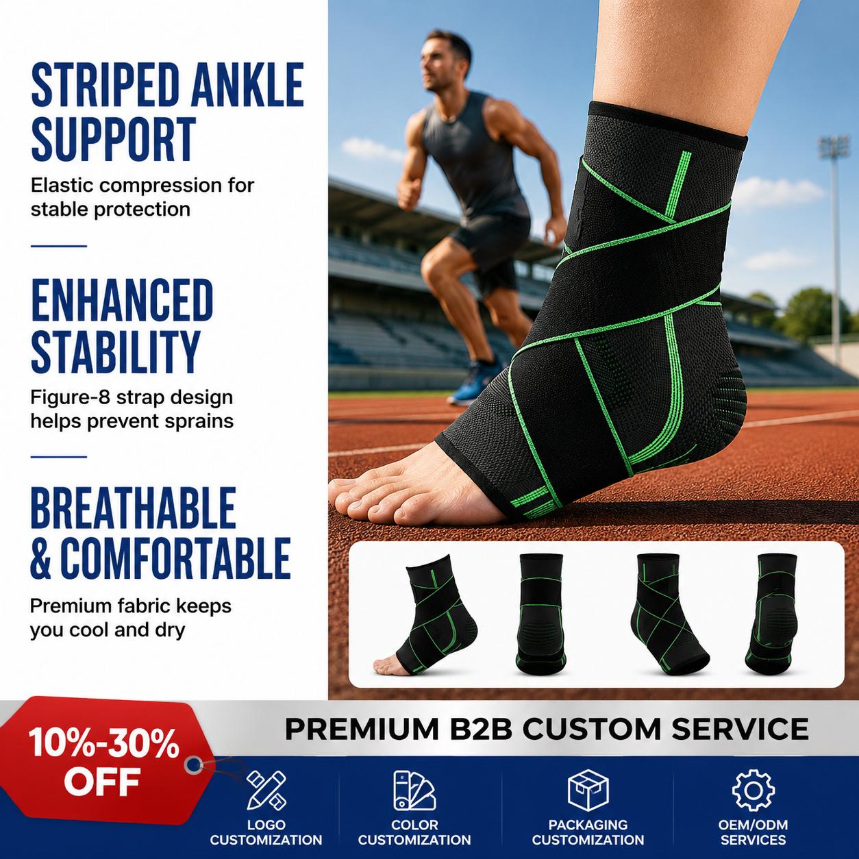 10%-30% Discount Breathable 4-Way Stretch Nylon Ankle Compression Brace Sports Ankle Stabilizer M