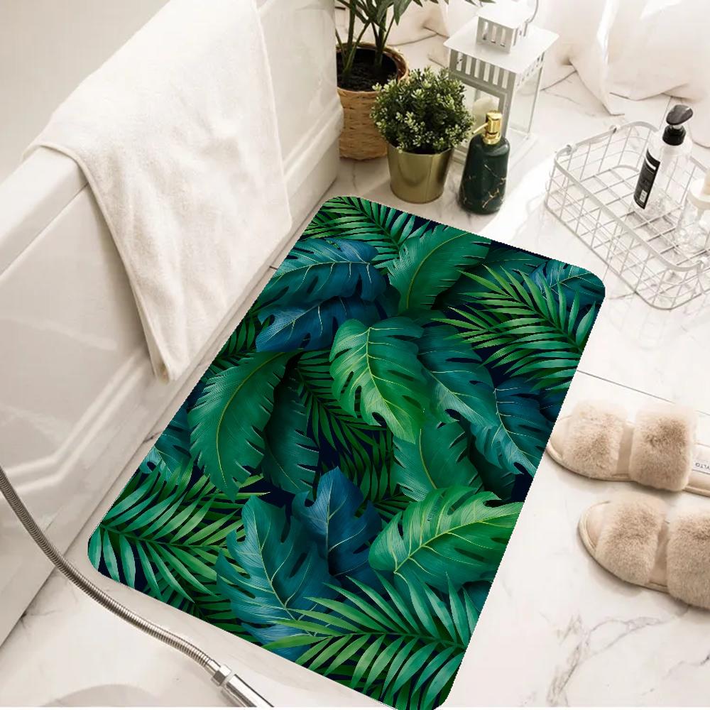 Tropisches Palmenblatt Kaktus Eingangstürmatte Rutschfest Wasserabsorbierend Langer Streifen Kissen Schlafzimmermatte Toilettenteppich