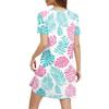 Women's Fashion Casual Printed With Pockets Bohemian Beach V-Neck Short Sleeve Dresses