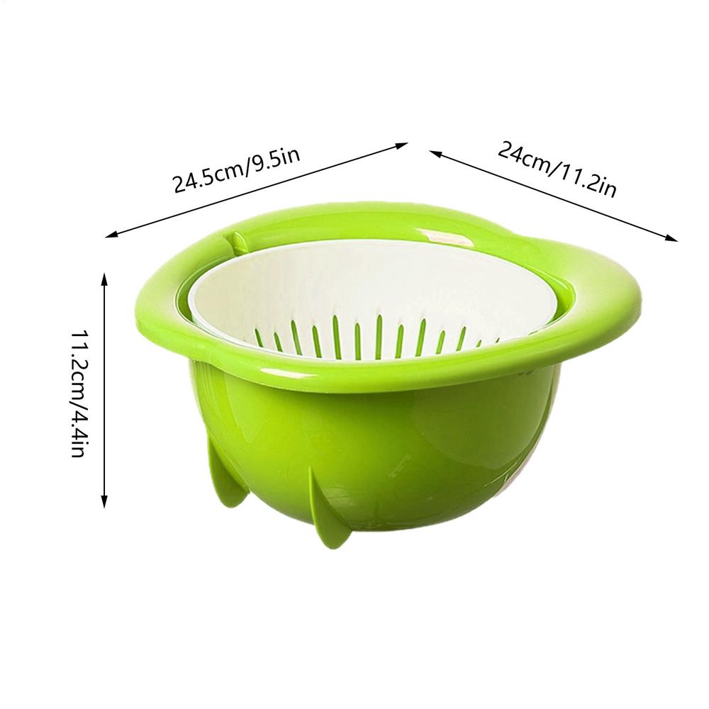 

Double Layer Fruit & Vegetable Washer Basket Large Capacity Strainer Funny Kitchen Tool for Berries Salad Pasta, Home Picnic зелёный