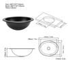 RV Sink 340 X 270 X 120mm RV Bathroom Sink Embedded Installation Round Efficient Drainage Large Capacity Versatile for Boat