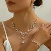 Popular Necklace Earrings Bracelet Three-piece Women's Luxury Jewelry Set with Wedding Dress Party