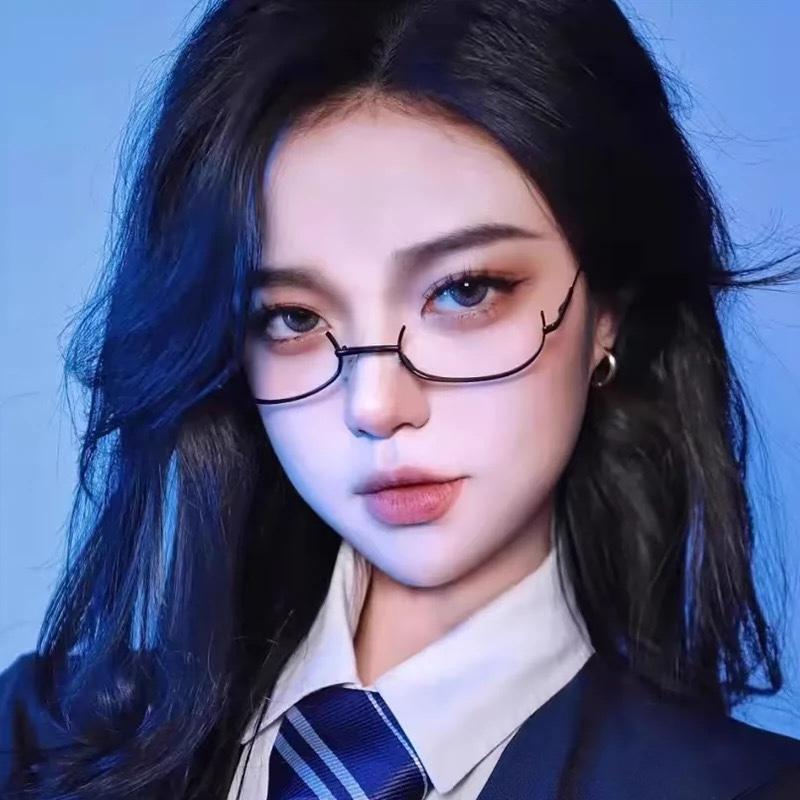 Half-Frame Glasses For Women Can Be Matched With Degrees, Plain Face, Decorative Artifact, Eye Frame, Frame, Tide, Round Face, Small Face.