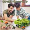 Acelane Dinosaur Toy, Educational Toy, Roaring and Lighting Dinosaur Truck Playset with 12 Dinosaur Figures and 3 Cars, Birthday Gift for Boys and