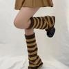 Retro Micro-Flare Striped Knit Wide-Leg Warmers - Harajuku Spicy Girl Style Socks