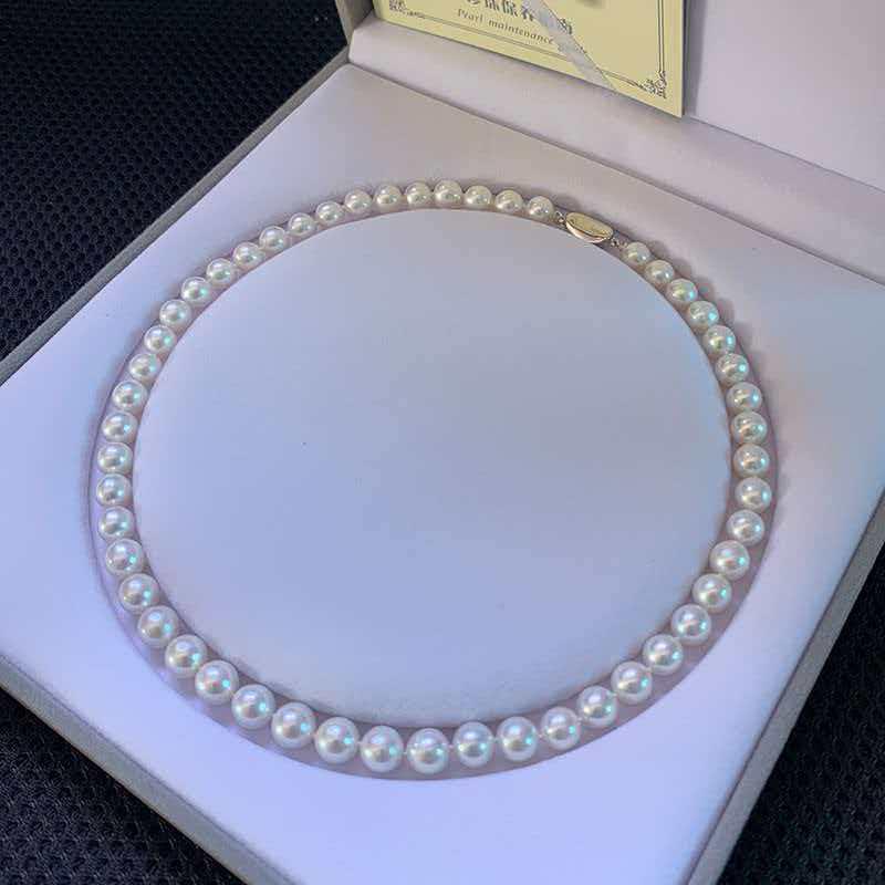 Zhuji Round Freshwater Pearl Necklace - Strong Luster Choker for Women, Perfect Gift for Mom or Mother-in-law