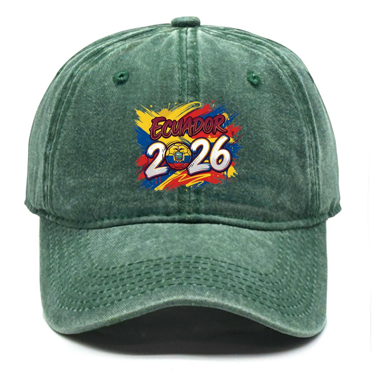 

2026 Football Soccer ECUADOR Flag Printed Baseball Cap , Adjustable Sun Hat Non-Stretch Fabric Hip Hop Slouchy Retro Woman s Cap as the picture