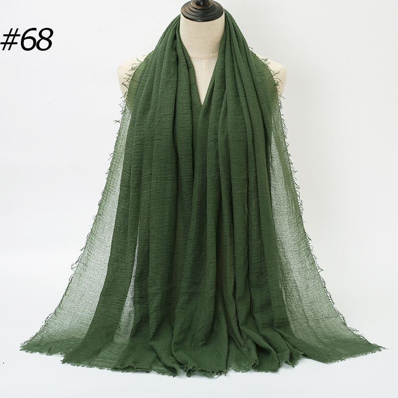 New Pleated Monochrome Cotton Solid Color Scarf, Naturally Pleated Human Cotton Hair Beard Edge Large Size Women's Headscarf B
