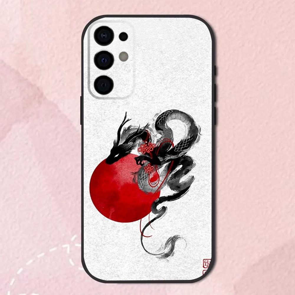Dragon Pattern Ink Brush Painting Phone Case For Samsung S24,S21,S22,S23,S30,Ultra,S20,Plus,Fe,Lite,Note,10,9,5G Black Cover