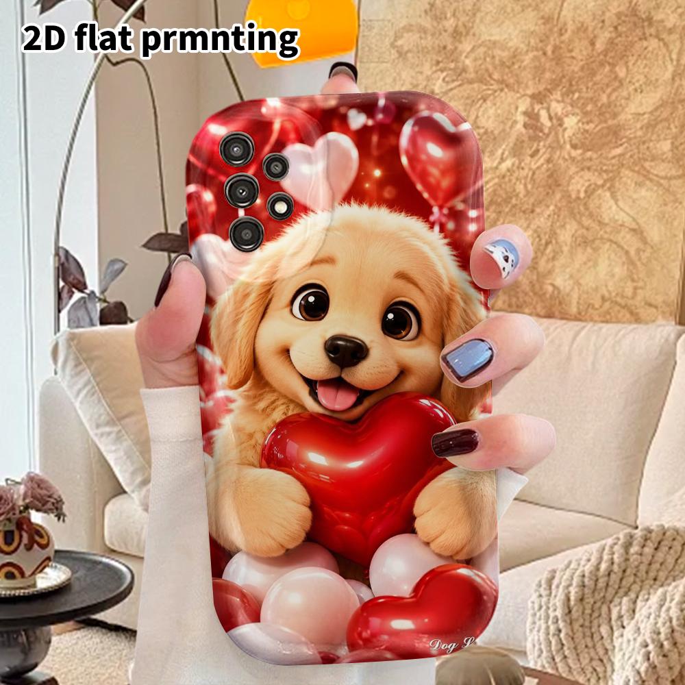 Phone Case: 2D Flat Samsung Galaxy A34 A35 M05 M06 S20 S22 S21 FE Plus 5G Protective Case, Couple Style, Little Golden Retriever, Christmas and Hallow