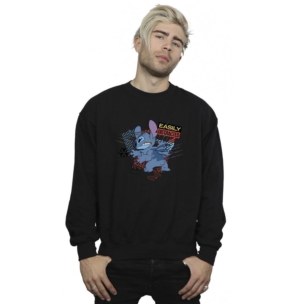 Disney Mens Lilo And Stitch Easily Distracted Sweatshirt