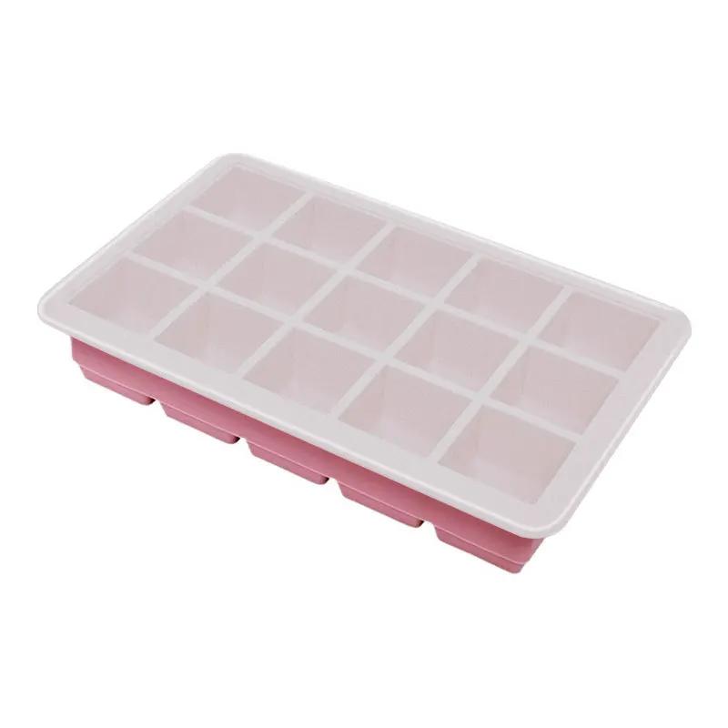 6/15 Fächer Große Quadratische Eiswürfelformen Flexible Silikon Eiswürfelformen mit Deckel Stapelbarer Eiswürfelbereiter für Gefrierbehälter